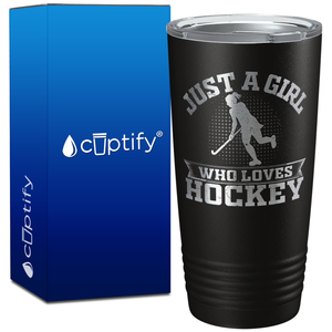 Just a Girl Who Loves Hockey Player Silhouette on 20oz Tumbler