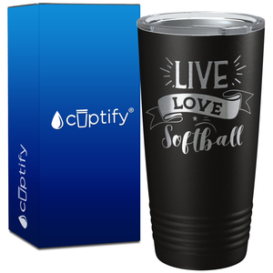 Live Love Softball Banner on 20oz Tumbler