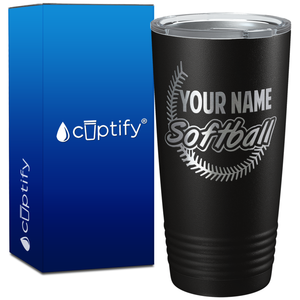 Personalized Softball on 20oz Tumbler