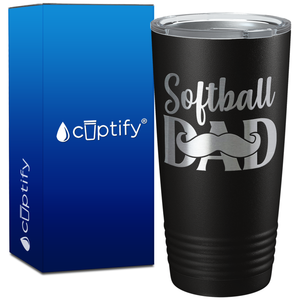 Softball Dad Mustache on 20oz Tumbler