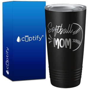 Softball Mom Half Ball on 20oz Tumbler