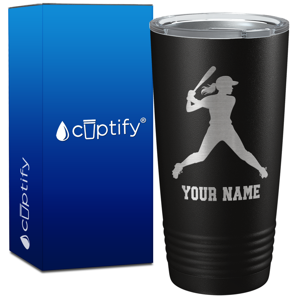 Personalized Female Baseball Batter on 20oz Tumbler