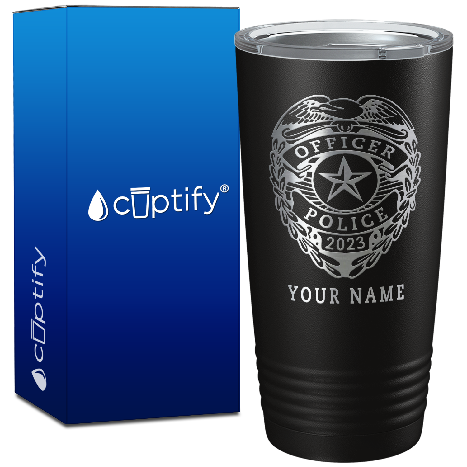 Personalized Police Officer Badge on 20oz Tumbler