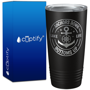 Anchors Down Bottoms Up Circle on 20oz Tumbler