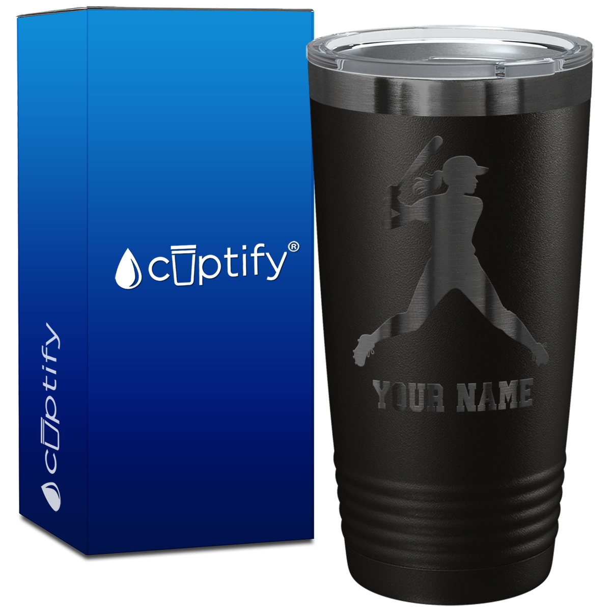 Personalized Female Baseball Batter on 20oz Tumbler