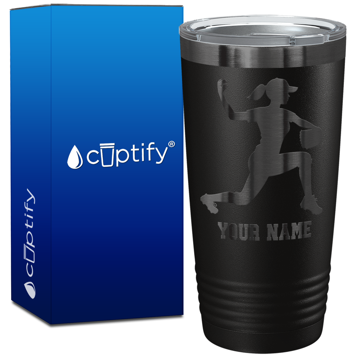 Personalized Female Baseball Pitcher on 20oz Tumbler