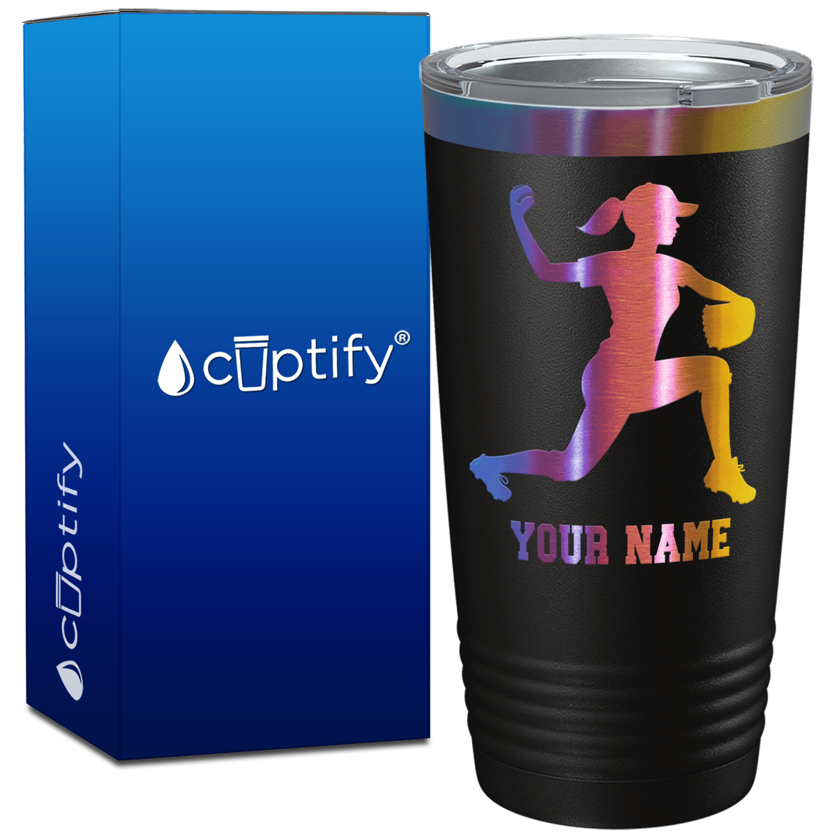 Personalized Female Baseball Pitcher on 20oz Tumbler