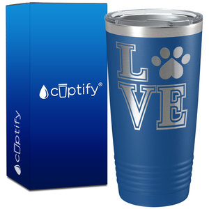 Love Dogs Paw Print on 20oz Tumbler