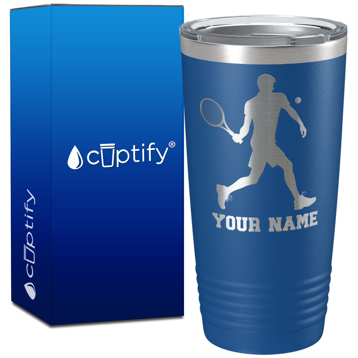 Personalized Tennis Player Silhouette on 20oz Tumbler