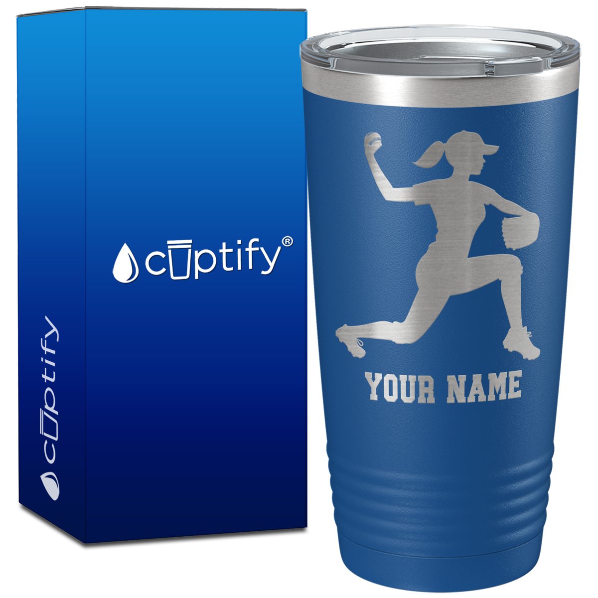 Personalized Female Baseball Pitcher on 20oz Tumbler