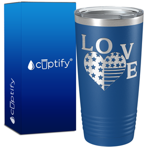 America Love Heart on 20oz Tumbler