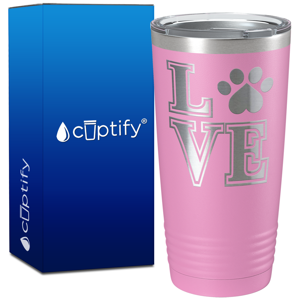 Love Dogs Paw Print on 20oz Tumbler