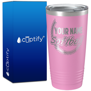 Personalized Softball on 20oz Tumbler