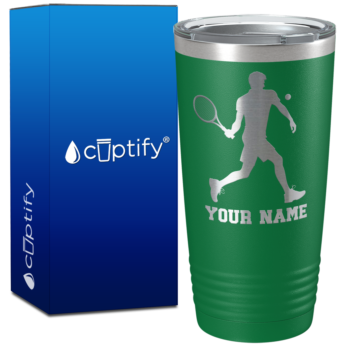 Personalized Tennis Player Silhouette on 20oz Tumbler