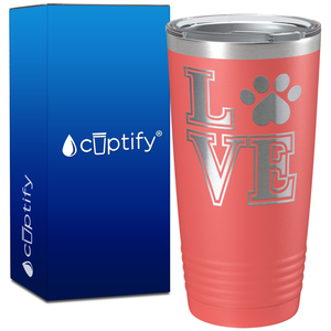 Love Dogs Paw Print on 20oz Tumbler