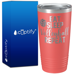 Eat Sleep Volleyball Repeat on 20oz Volleyball Tumbler