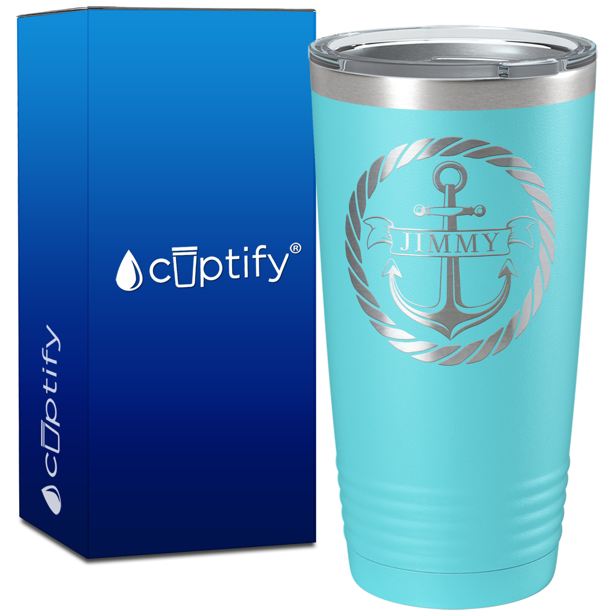 Personalized Anchor in Rope Circle on 20oz Tumbler