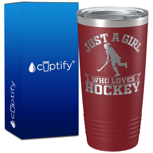 Just a Girl Who Loves Hockey Player Silhouette on 20oz Tumbler