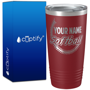 Personalized Softball on 20oz Tumbler