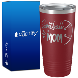 Softball Mom Half Ball on 20oz Tumbler