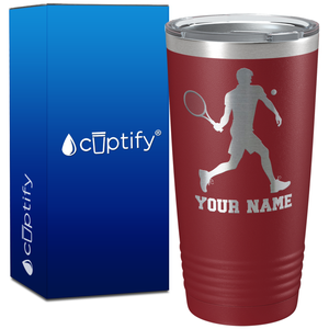 Personalized Tennis Player Silhouette on 20oz Tumbler