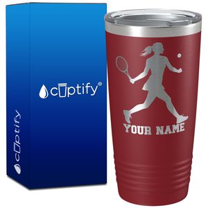 Personalized Female Tennis Player Silhouette on 20oz Tumbler