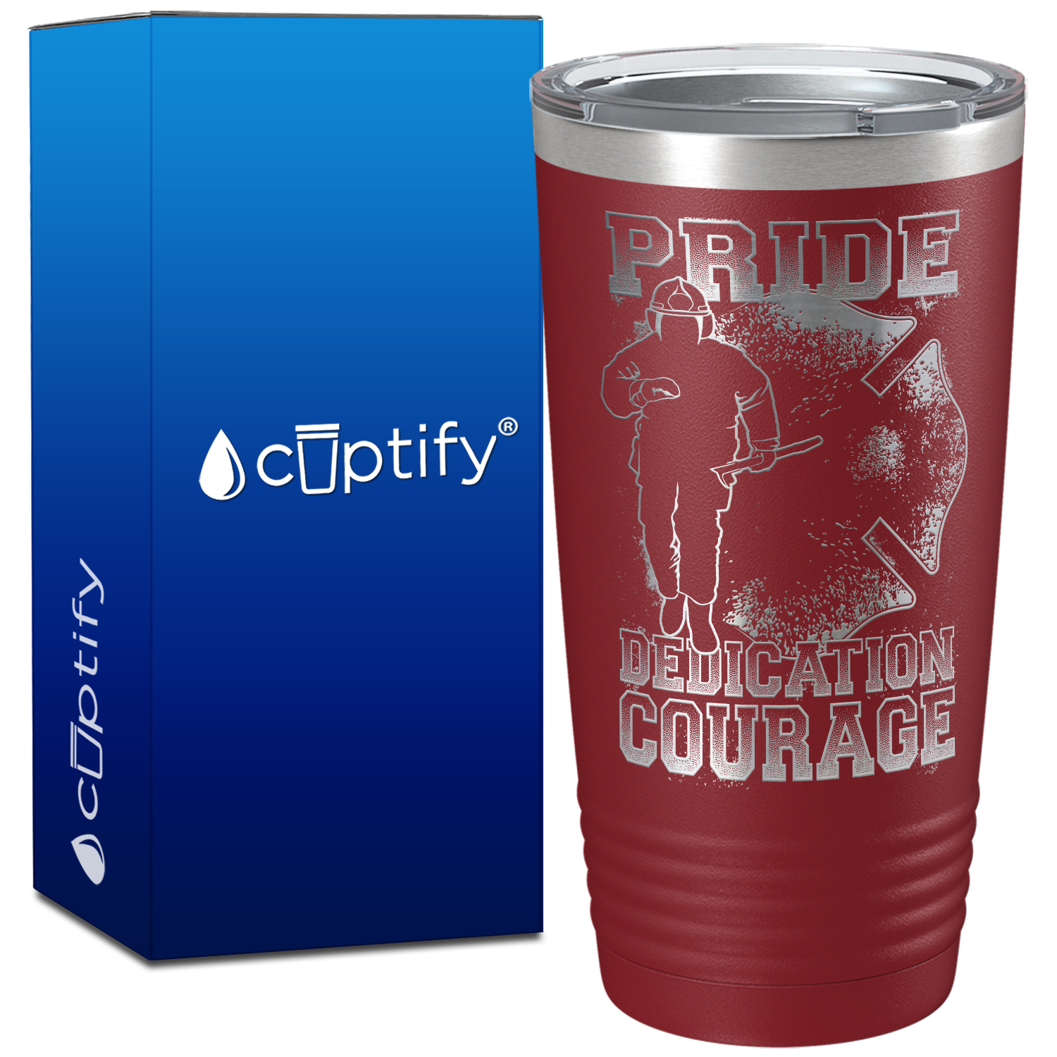 Pride Dedication Courage Firefighter on 20oz Tumbler