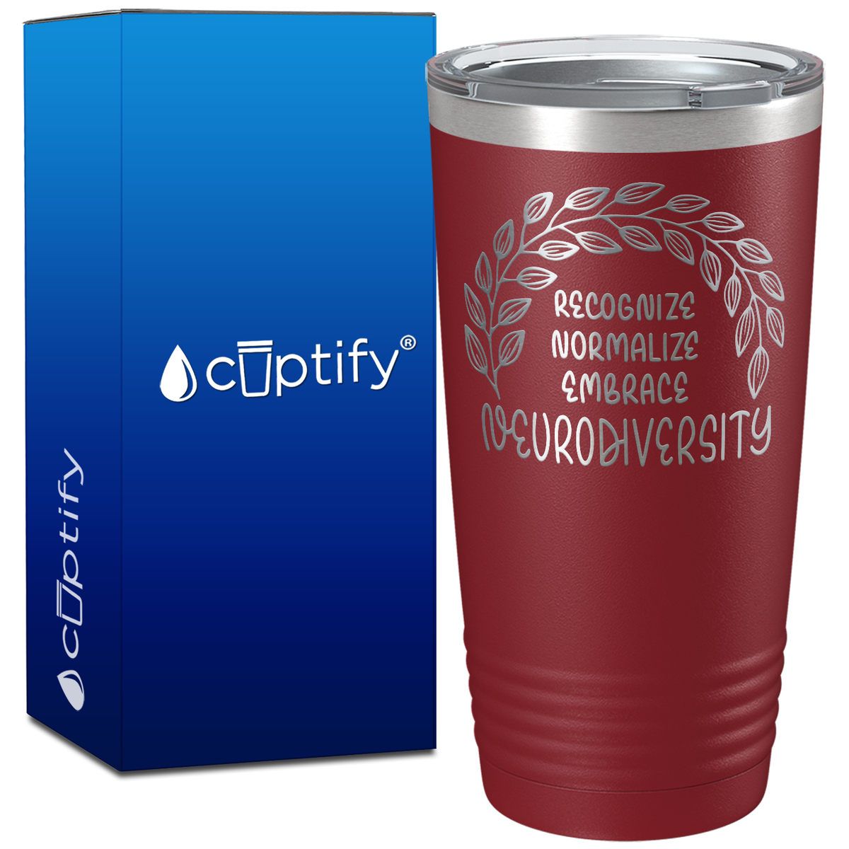 Recognize Normalize Embrace Neurodiversity on 20oz Tumbler