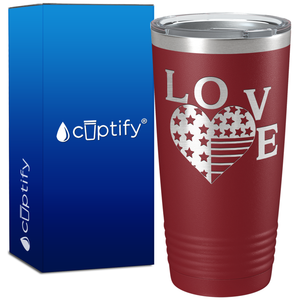 America Love Heart on 20oz Tumbler