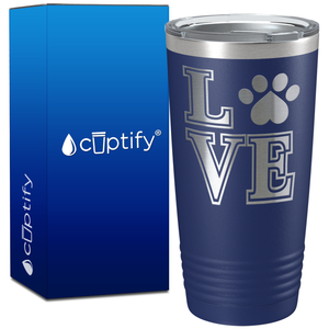 Love Dogs Paw Print on 20oz Tumbler