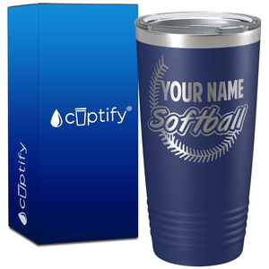 Personalized Softball on 20oz Tumbler