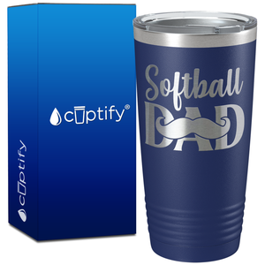 Softball Dad Mustache on 20oz Tumbler