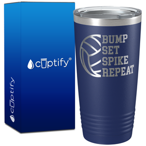 Bumb Set Spike Repeat on 20oz Volleyball Tumbler