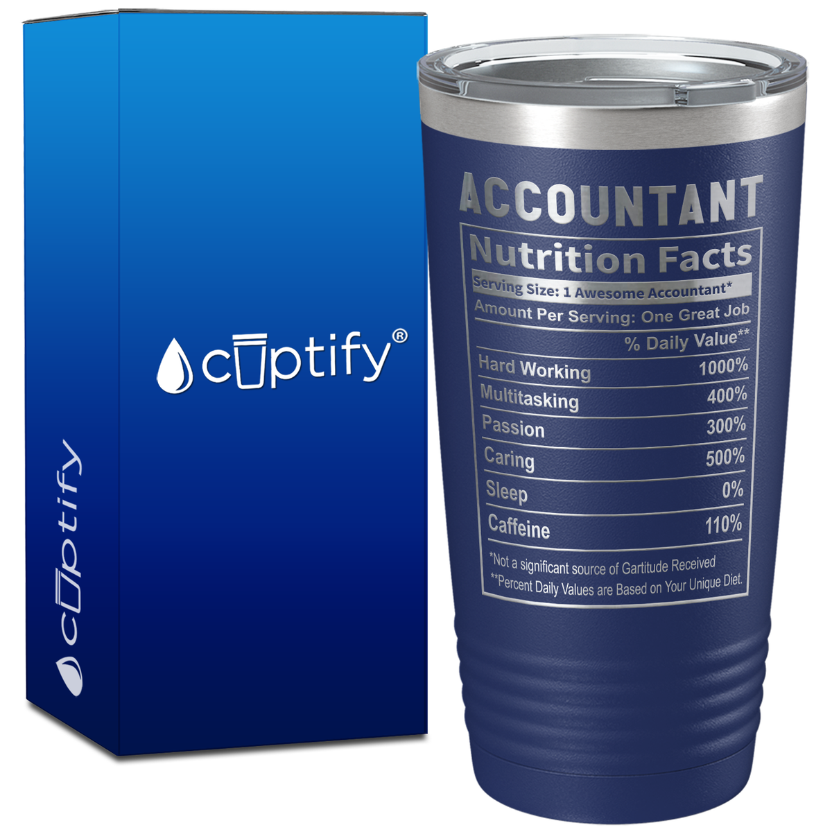 Accountant Nutrition Facts on 20oz Tumbler