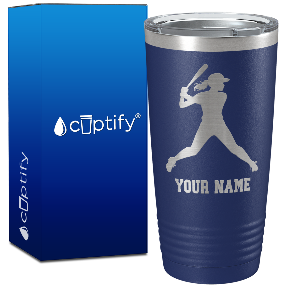 Personalized Female Baseball Batter on 20oz Tumbler