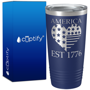 America Est 1776 Heart on 20oz Tumbler