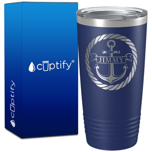 Personalized Anchor in Rope Circle on 20oz Tumbler