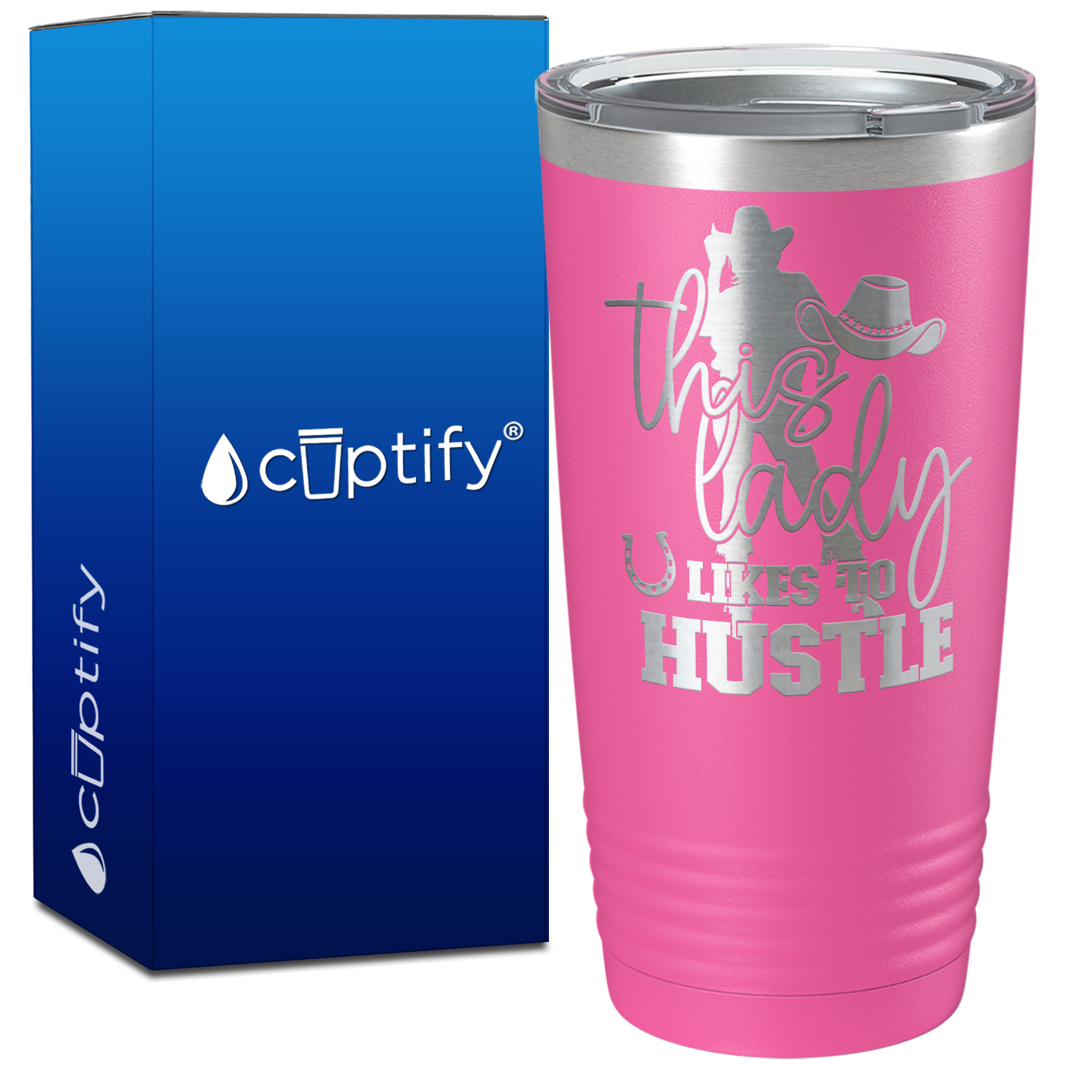 This Lady Likes to Hustle Cowgirl Boss on 20oz Tumbler