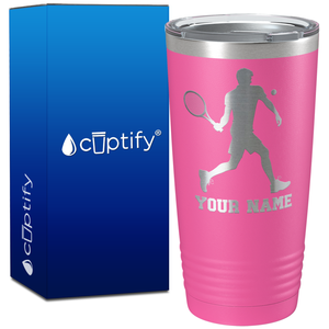 Personalized Tennis Player Silhouette on 20oz Tumbler