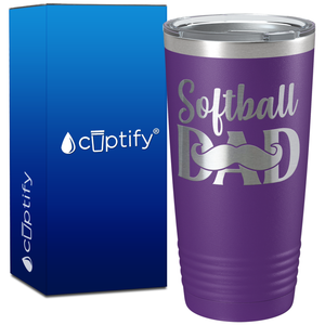 Softball Dad Mustache on 20oz Tumbler