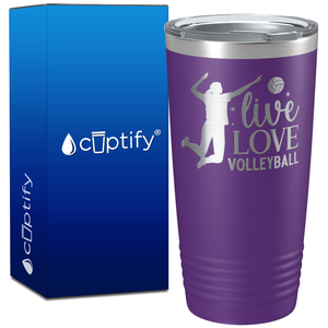 Live Love Volleyball with Player on 20oz Volleyball Tumbler