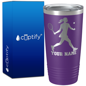 Personalized Female Tennis Player Silhouette on 20oz Tumbler