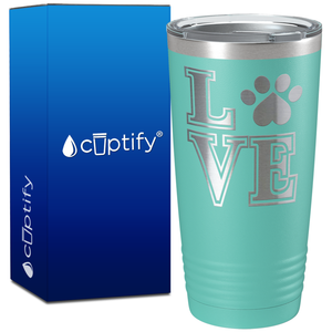 Love Dogs Paw Print on 20oz Tumbler