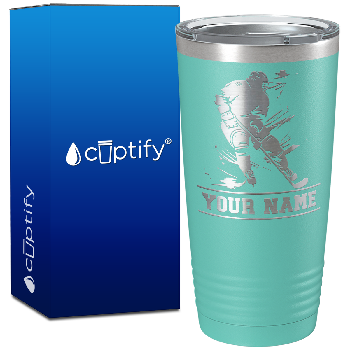 Personalized Skating Hockey Player on 20oz Tumbler