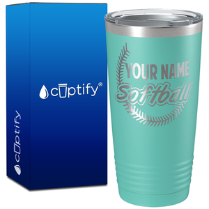 Personalized Softball on 20oz Tumbler