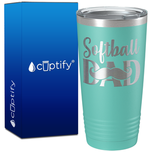 Softball Dad Mustache on 20oz Tumbler