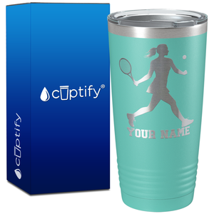 Personalized Female Tennis Player Silhouette on 20oz Tumbler