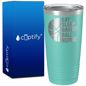 Eat Sleep Basketball Repeat on 20oz Tumbler