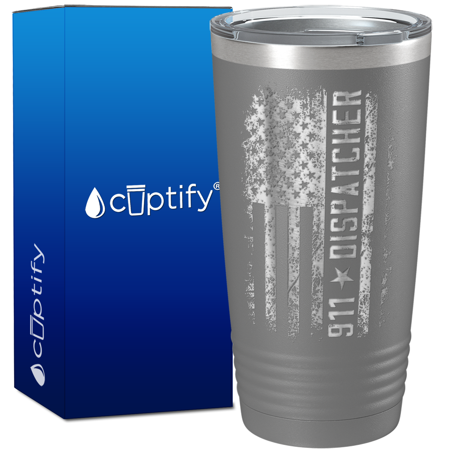 911 Dispatcher on Distressed Flag on 20oz Tumbler