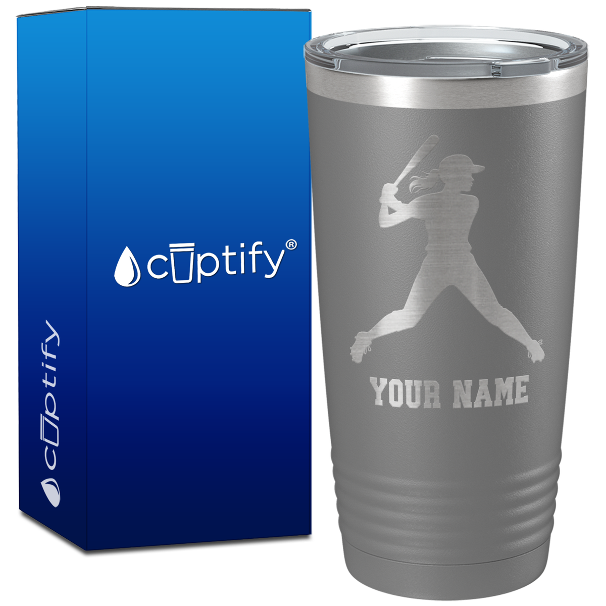 Personalized Female Baseball Batter on 20oz Tumbler